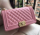 2015 Boy Chanel Flap Shoulder Bag Original Caviar Leather A67086 Pink with Gold