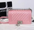 2015 Boy Chanel Flap Shoulder Bag Original Caviar Leather A67086 Pink with Silver