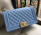 2015 Boy Chanel Flap Shoulder Bag Original Caviar Leather A67086 SkyBlue with Gold