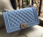 2015 Boy Chanel Flap Shoulder Bag Original Caviar Leather A67086 SkyBlue with Silver