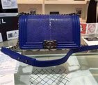 2015 Boy Chanel Flap Shoulder Bag Original Pearl Leather A67086 Blue with Ancient Silver