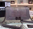 2015 Boy Chanel Flap Shoulder Bag Original Pearl Leather A67086 Gray with Ancient Silver