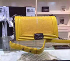 2015 Boy Chanel Flap Shoulder Bag Original Pearl Leather A67086 Lemon with Ancient Silver