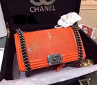 2015 Boy Chanel Flap Shoulder Bag Original Pearl Leather A67086 Orange with Ancient Silver