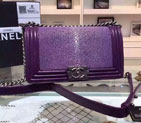 2015 Boy Chanel Flap Shoulder Bag Original Pearl Leather A67086 Purple with Ancient Silver