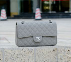 2015 Chanel 1112 Flap Bag Caviar Leather Gray with Silver