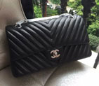 2015 Chanel 2.55 Series Flap Bag Original Sheepskin Leather 1112 Black with Silver