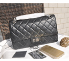 2015 Chanel A30226 Black Original Leather Flap Bag Antique Silver