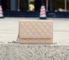 2015 Chanel A33814 Apricot Caviar Leather mini Flap Bag Silver A33814