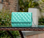 2015 Chanel A33814 Light Green Patent Leather mini Flap Bag Silver A33814