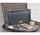 2015 Chanel Boy Flap Shoulder Bag Caviar Leather A67086 Black