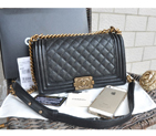 2015 Chanel Boy Flap Shoulder Bags Black Original Caviar Leather A67086 Gold
