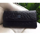 2015 Chanel Camellia Tri-Fold Wallet Original Leater A50084 Black