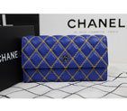2015 Chanel Camellia Tri-Fold Wallet Original Leater A50084 Blue
