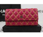 2015 Chanel Camellia Tri-Fold Wallet Original Leater A50084 Red