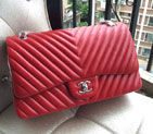2015 Chanel Classic Flap Bag Original Sheepskin Leather 1113 Red with Silver 1113