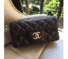 2015 Chanel Classic Flap Bag Original Sheepskin Leather A6035 Black with Silver A6035