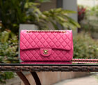 2015 Chanel Classic Flap Bag Rose Sheepskin leather A37586 Gold A37586