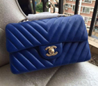 2015 Chanel Classic Flap Bags Original leather A1116 in Blue with Silver