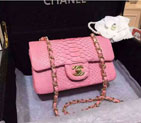 2015 Chanel Classic Flap Bags Python Leather A1116 Pink