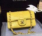 2015 Chanel Classic Flap Bags Python Leather A1116 Yellow