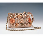 2015 Chanel Classic Flap Camellia Bag Sheepskin Leather A8870 Gold A8870
