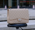 2015 Chanel Jumbo Quilted Classic Caviar Leather Flap Bag A58601 Apricot in Silver A58601