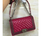 2015 Chanel Le Boy Flap Shoulder Bag Rose Original Leather A67086