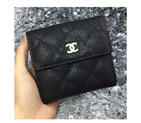 2015 Chanel Matelasse Tri-Fold Wallet Caviar Leather A48980 Black