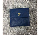 2015 Chanel Matelasse Tri-Fold Wallet Caviar Leather A48980 Blue