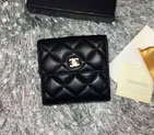 2015 Chanel Matelasse Tri-Fold Wallet Original Sheepskin Leather A48980 Black