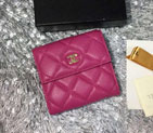 2015 Chanel Matelasse Tri-Fold Wallet Original Sheepskin Leather A48980 Rose