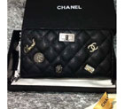 2015 Chanel Matelasse Zip Around Wallet Caviar Leather A80445 Black A80445