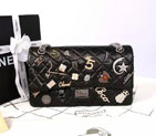 2015 Chanel Opper Badge Bag Original Leather 1112 Black 1112