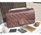 2015 Chanel Original Glazed Crackled Leather Classic Flap Bag A30227 Burgundy