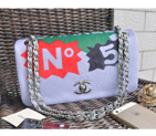 2015 Chanel Patchwork Shearling Flap Bag A92592 Grey A92592
