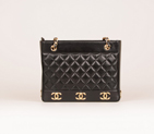 2015 Chanel Shopper Bag Sheepskin Leather A68673 Black A68673