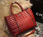 2015 Chanel Shopper Tote Bags Sheepskin Leather A68035 Burgundy A68035