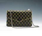 2015 Chanel Shoulder Bag Lambskin Leather A6989 Black&Yellow A6989