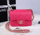 2015 Chanel mini Classic Flap Bag Rose Original Sheekskin leather A1115 Gold A1115