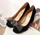 2015 Ferragamo women Diamond bow shoes LFWS0057