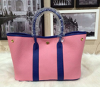2015 Hermes Garden Party 30cm Tote Bags Original Leather Pink&Blue