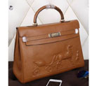 2015 Hermes Kelly 35CM Shoulder bag clemence leather in Wheat K35