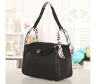 2015 Hermes Lindy 30CM Original Leather Shoulder Bag H1057 Black in Gold H1057