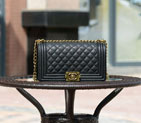 2015 LE Boy Chanel Flap Shoulder Bag Caviar Leather A67086 Black with Bronze handware