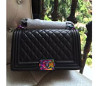 2015 LE Boy Chanel Flap Shoulder Bag Original Leather A67086 Black
