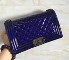 2015 LE Boy Chanel Flap Shoulder Bag Original Patent leather A67086 Blue