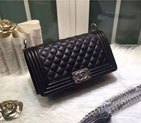 2015 LE Boy Chanel Flap Shoulder Bag Original Sheepskin Leather A67086 Black Silver