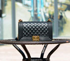 2015 LE Boy Chanel Flap Shoulder Bag Original Sheepskin Leather A67086 Black with Bronze handware