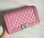 2015 LE Boy Chanel Flap Shoulder Bag Original Sheepskin Leather A67086 Pink
